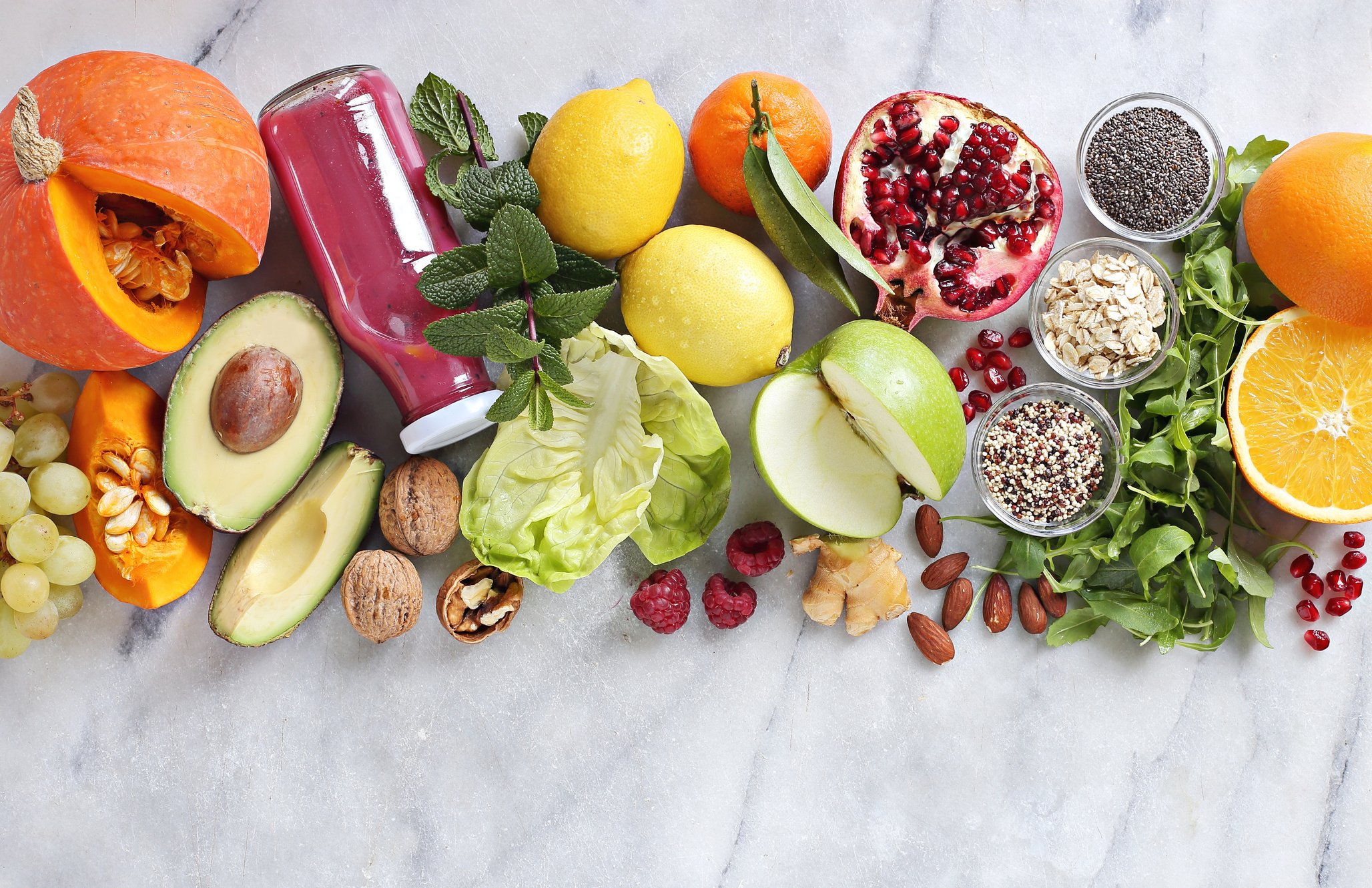 Seasonal healthy plant based food cooking ingredients